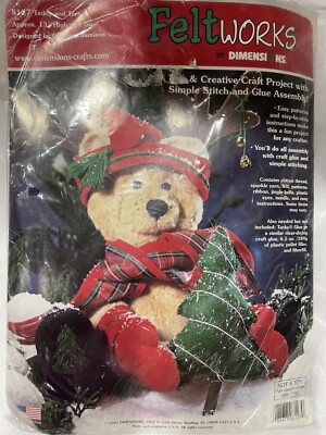 VTG Dimensions Feltworks Kit #8127 Christmas Teddy and Tree Craft Kit 2003 new
