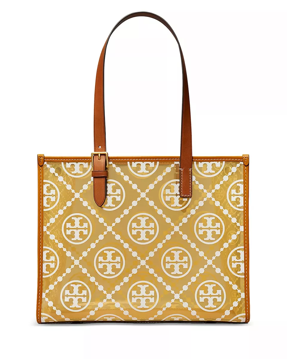 tory burch t monogram coated canvas tote bag