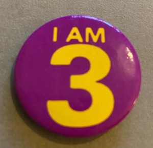 I Am 3 - Birthday Badge - Purple & Yellow