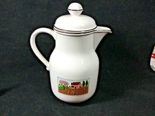 Villeroy and Boch Design Naif Coffee Pot with Lid Boy and Girl Farm Image