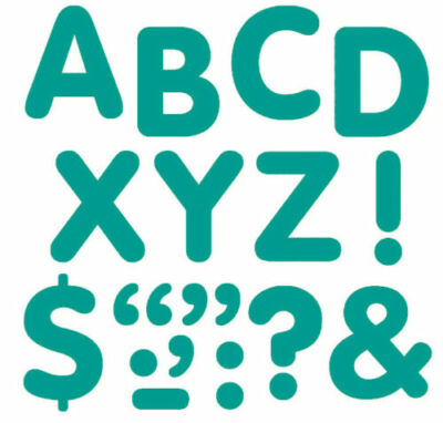 Bulletin Punch Out Sign LETTERS NUMBERS Classroom Supplies 3.5'' CYAN Reusable