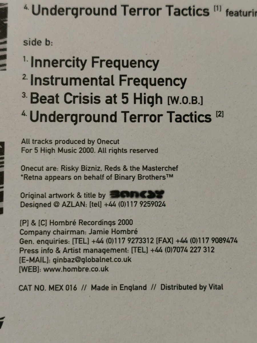 Banksy One Cut Underground Terror Tactics, 2000 Rare 12