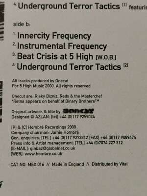 Banksy One Cut Underground Terror Tactics, 2000 Rare 12
