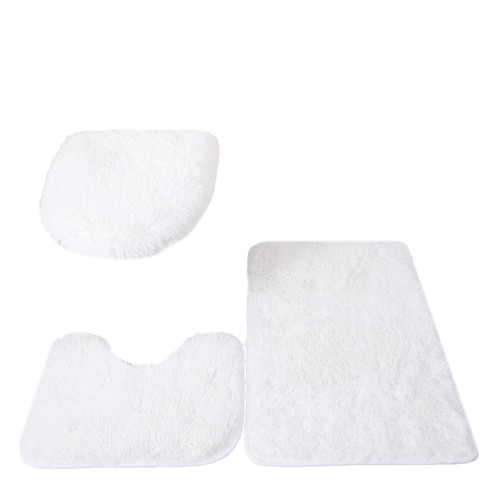 3Pcs Washable No-Slip Bathroom Pedestal Rug Carpet Toilet Lid Cover Bath Mat Set - Bild 38 von 55