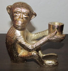 Vintage Cast Metal Shiney Brass Monkey Candlestick Candle Holder 5.25" — photo 5