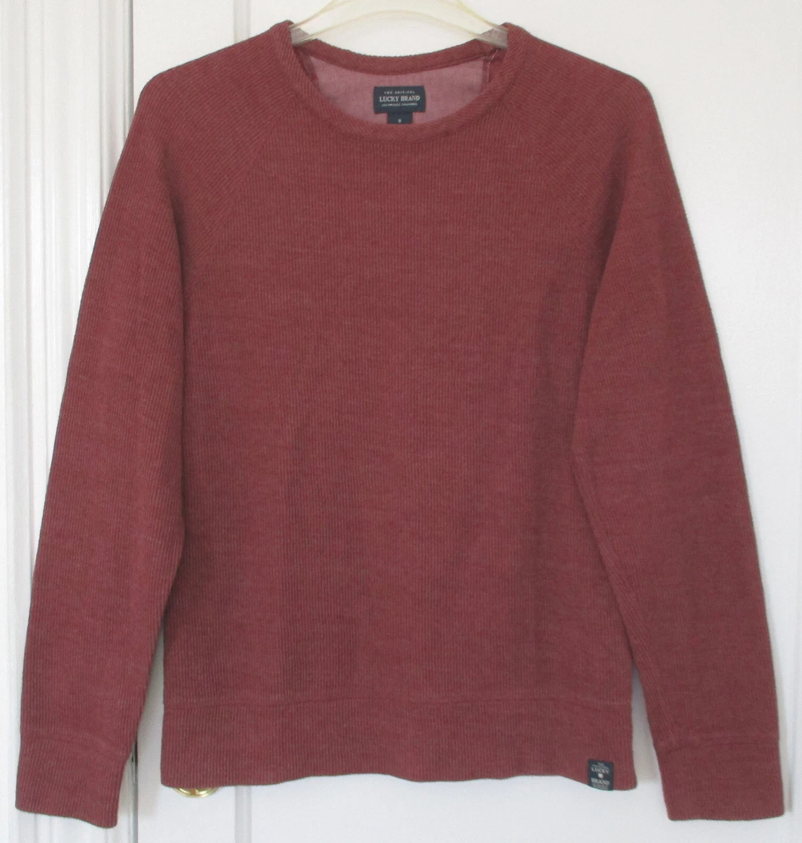 The Original Lucky Brand Pullover Sweater Crew Neck Red Wine Burgundy Men's  Sz S