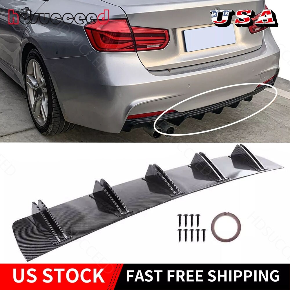 Fits Audi A3 A4 S3 S4 S5 B8 Rear Diffuser Carbon 10-Fin Bumper Splitter Spoiler