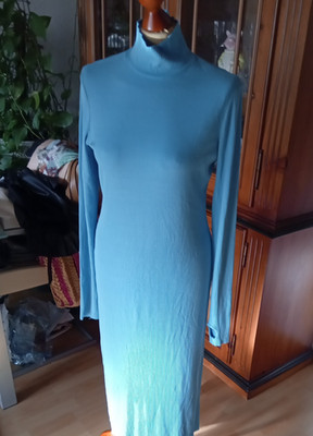 Monki Sommerkleid Gr M türkis ripp maxi neu