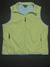 LL Bean Sherpa Lined Zip Vest Outdoor Lime Green Light Blue Women's L Regular