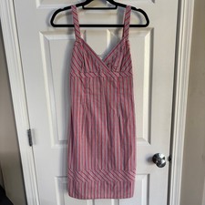 Vintage Y2K Womens Guess Jeans Pink Plaid Cotton Sundress V-Neck Back Tie Size 5