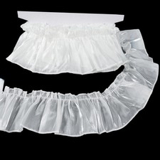 2.8'' Wide Pleated Organza Lace Trim, 5 Yards Ruffle Lace Trim Pleated Lace R...