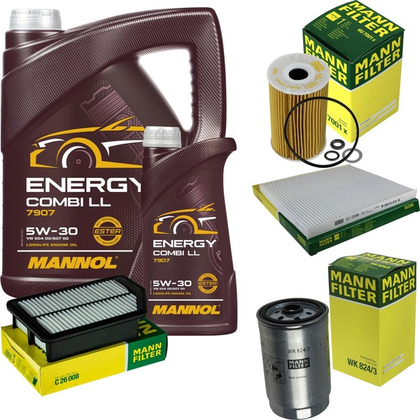 Mann Inspektionspaket 6L Mannol Energy 5W-30 FüR Hyundai I40 CW 1.7 Crdi-image