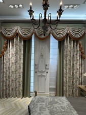 embroidery pastoral chenille European green cloth valance curtain tulle M1933