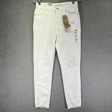 Levis 721 Jeans Womens 8 White Denim High Rise Skinny Ankle Slim Stretch