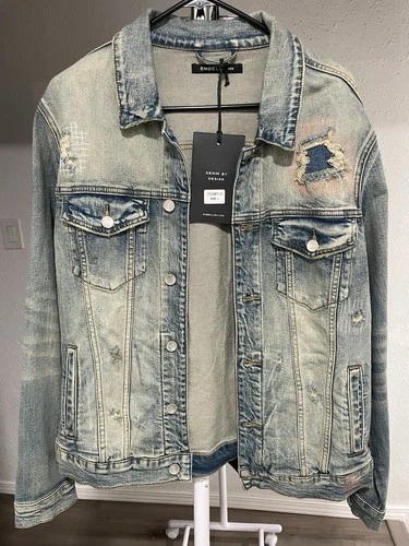 Embellish Distressed Denim Jacket LG - product listing photo