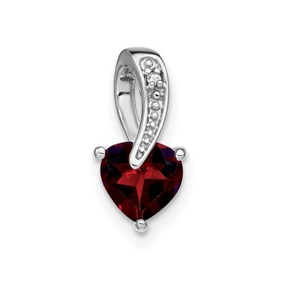 14k Weißgold Granat & Diamant Herz Anhänger PM7009-GA-001-WA