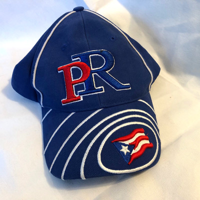 VTG 3D Stitch Embroidered PR Puerto Rico Flag Baseball Cap Hat Strap back OS