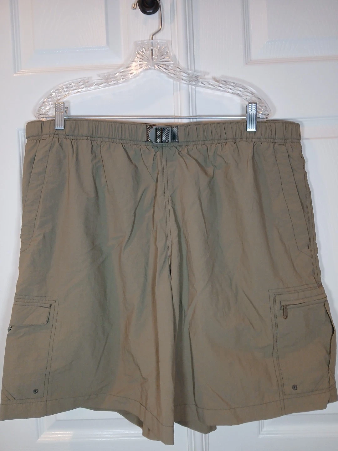 Columbia Men's Size XL Olive Green Casual Cargo Hiking Shorts Belted Poly Blend