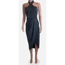 Shona Joy Revolve Core Knot Dress Size 4 Gray Draped Halter Tulip Hem Runs Small