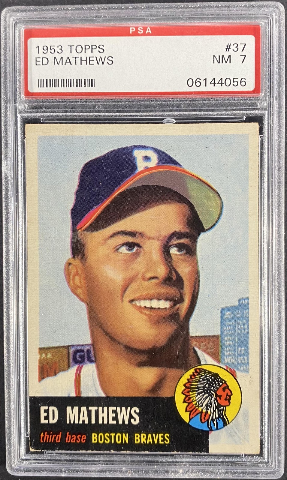 1953 Topps #37 Eddie Ed Mathews PSA 7 Nm Near Mint Well Centered