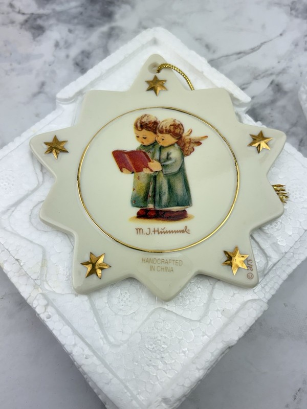 M. J. Hummel Christmas Ornament Angel Star Shape Porcelain Hanging Tree Decor