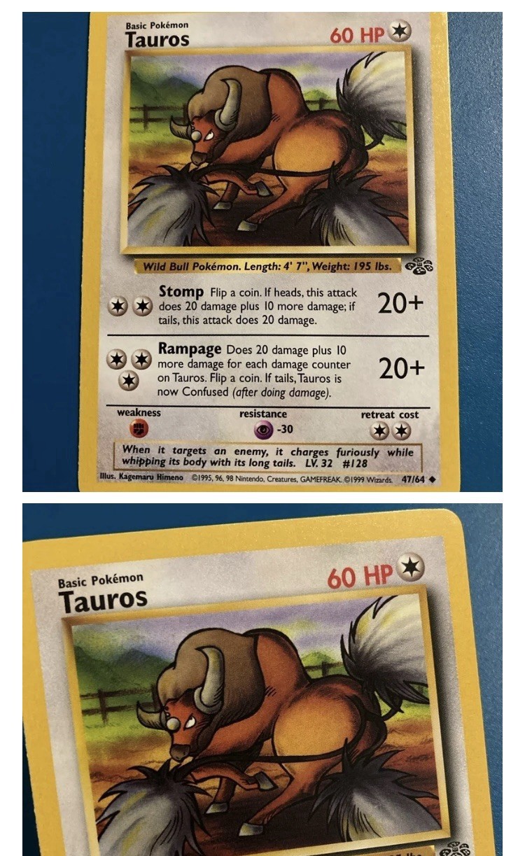 Pokémon TCG Tauros Jungle 47/64 Regular Unlimited Uncommon 1995, 96, 98