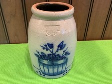 Salmon Falls Stoneware Blueberry Basket Salt Glazed Crock Jar 2004 Dover NH