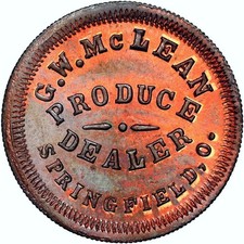 Springfield OH830E-1a R-7 NGC MS-65 RB - G.W. McLean Produce Dealer - Fuld Plate
