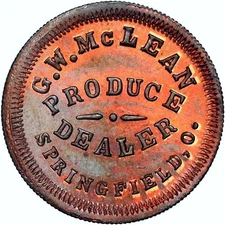 Springfield OH830E-1a R-7 NGC MS-65 RB - G.W. McLean Produce Dealer - Fuld Plate