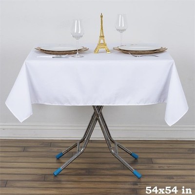 WHITE 54'' Premium Quality SQUARE POLYESTER TABLECLOTH Wedding Party Dinner Home