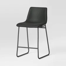Bowden Faux Leather Counter Height Barstool Dark Gray - Threshold: