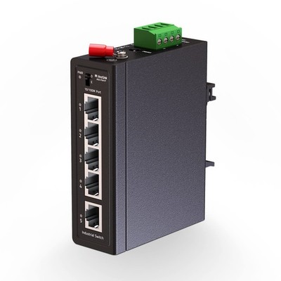 5 Port Industrial Din Rail Switch, 4 Ports and 1 Uplink, 10/100Mbps Fast Ethe...