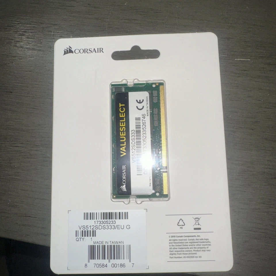 Corsair 512 MB SO-DIMM 333 MHz DDR Memory (VS512SDS333) - Image 2 of 2