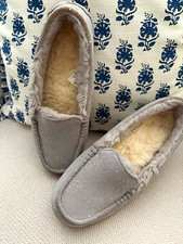 UGG Ansley Women s Gray Suede Moccasin Slippers Fur Lined Glitter size 8