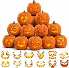 Halloween Pumpkin Decorating Kit with Stickers and Party Decorations