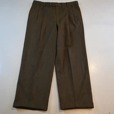 Tallia 35x29 Brown 100% Wool Reda Flannel Pleated Cuffed High Waist Dress Pants