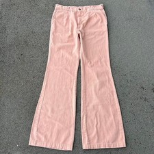 Vintage 70s Bell Bottom Flared Pleated Peach Pants 29x32 Talon Hippie Boho Disco