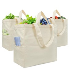 Canvas Tote Bag, Heavy Duty Reusable Grocery Bags with Pockets, Large Shoppin...