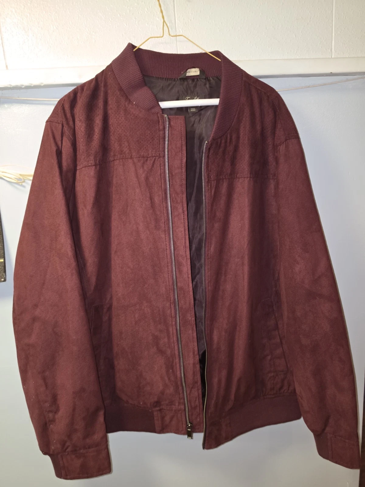 Forever 21 Men’s Suede Red Bomber Jacket - product detail image 1