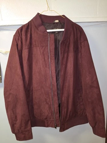 Forever 21 Men’s Suede Red Bomber Jacket - product listing photo