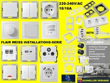 FLAIR weiß Steckdosen-Serie⚡McPower Schalter Taster Rahmen Dimmer USB Unterputz