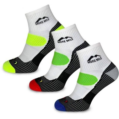 More Mile London 3 Pack Running Socks Multi Cushioned Anti Blister Support Run
