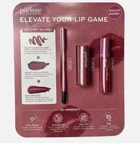Purlisse Lip Kit Trio Mauve Berry Elevate Your Lip Game Liner Lipstick Gloss