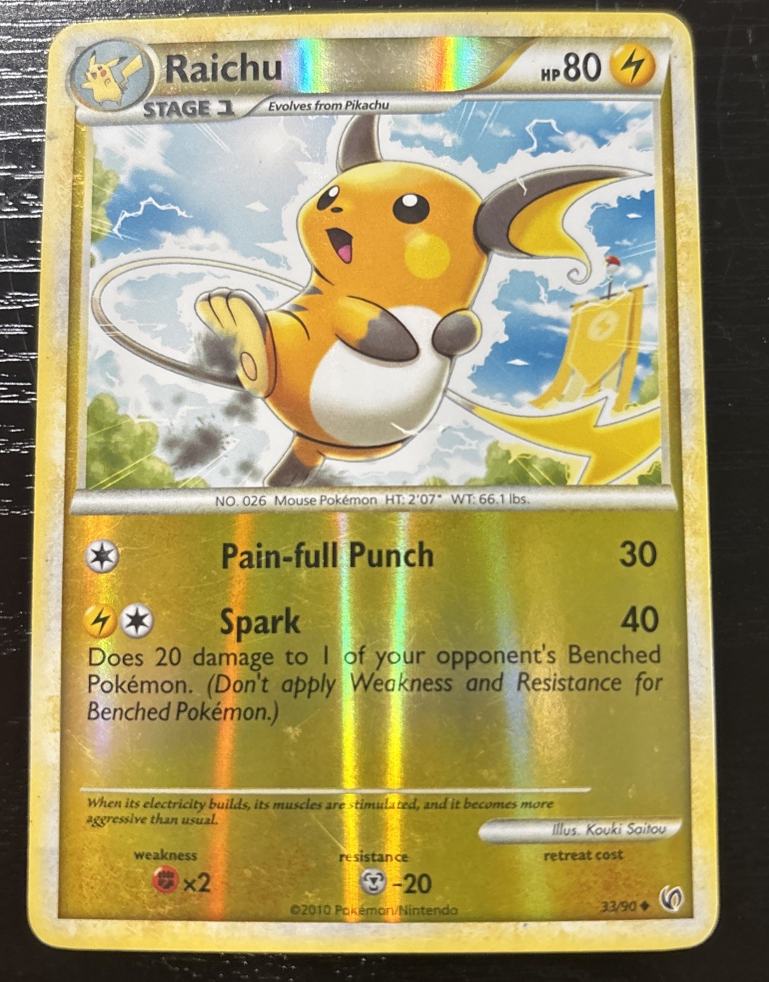 Pokémon RAICHU Card 33/90 Reverse Holo Uncommon LP Undaunted Moderate Play TCG
