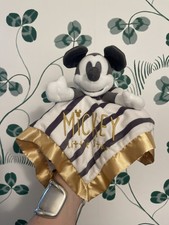 Disney Baby Mickey Mouse Little Star Lovey Security Blanket Gray White Gold Dots
