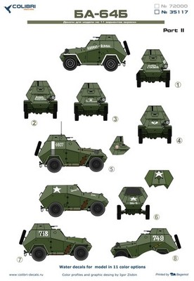 1:35 Decal Soviet BA-64B Armoured Scout Car (Teil 2) - 10 Mark Colibri 35117