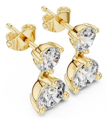 Round Certified Lab Grown Diamond Anniversary Gift Studs Earrings 14K Gold Over