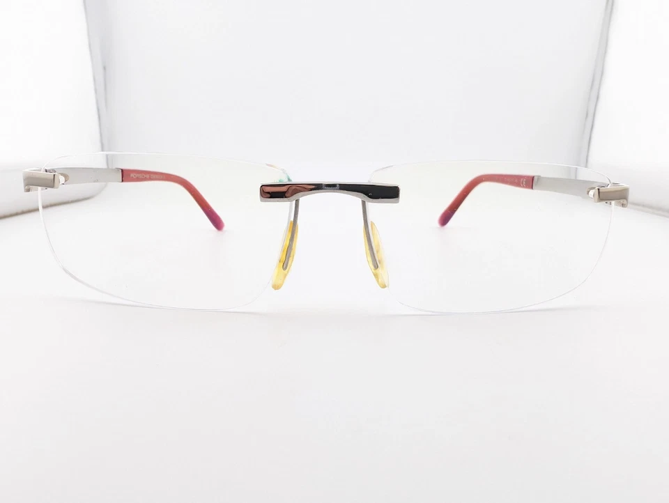 Porsche Design Eyeglasses, Frames Only, P8252 S2 Silver/Red, 56-15-145, Titanium - Image 2 of 4