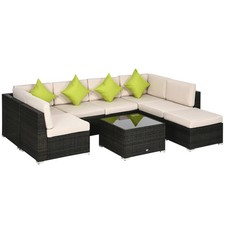 7-Seater PE Rattan Corner Sofa Set, Garden Furniture Set, Patio Wicker
