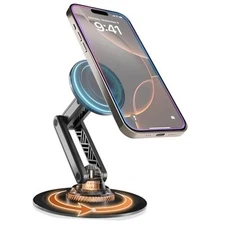 Cooper Mag360 iPhone Stand for Desk, 360° Adjustable MagSafe Stealth Black